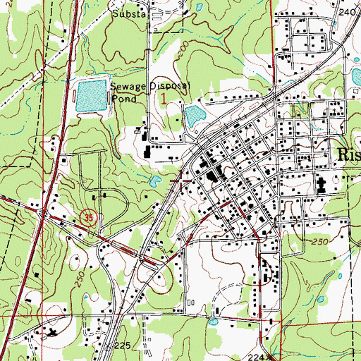 Topographic Map of City of Rison, AR