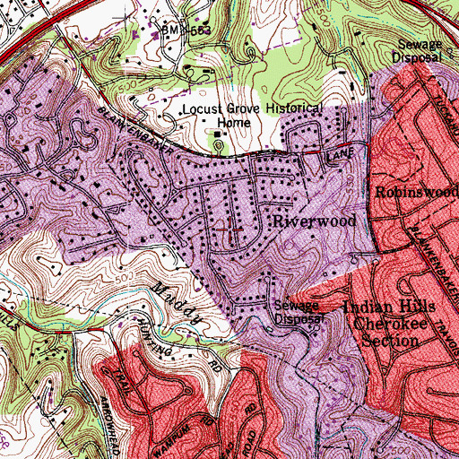 Topographic Map of City of Riverwood, KY