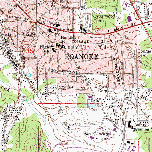 Topographic Map of City of Roanoke, AL