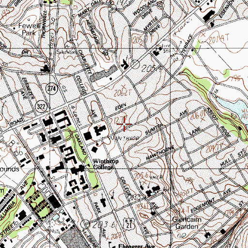 Topographic Map of City of Rock Hill, SC