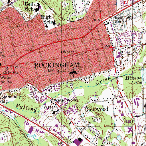 Topographic Map of City of Rockingham, NC