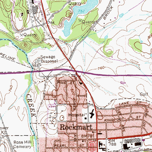 Topographic Map of City of Rockmart, GA