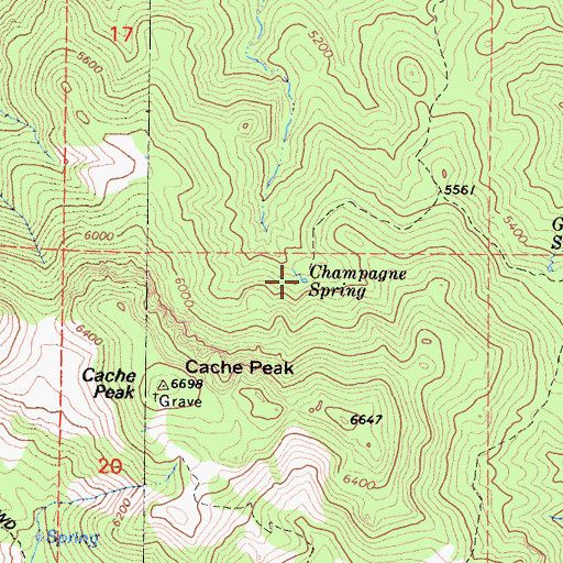 Topographic Map of Champagne Spring, CA