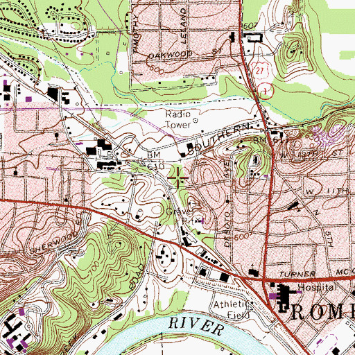Topographic Map of City of Rome, GA