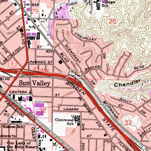 Topographic Map of Chandler Canyon, CA