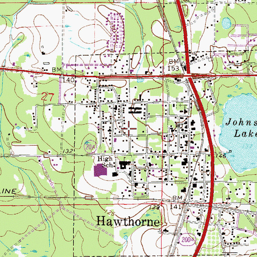 Topographic Map of City of Hawthorne, FL