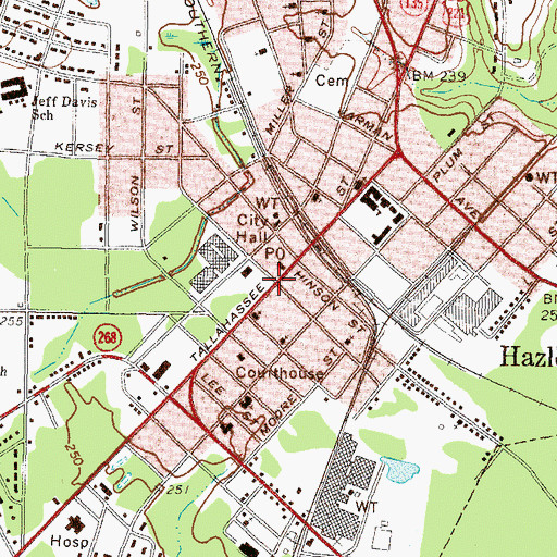 Topographic Map of City of Hazlehurst, GA