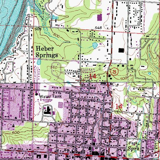 Topographic Map of City of Heber Springs, AR