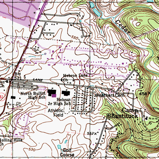 Topographic Map of City of Hebron Estates, KY