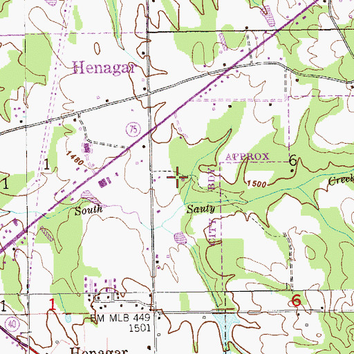 Topographic Map of City of Henagar, AL