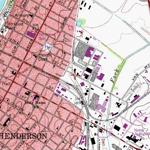 Topographic Map of City of Henderson, KY