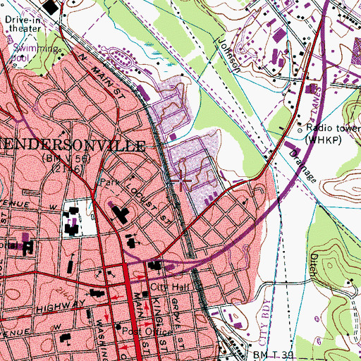 Topographic Map of City of Hendersonville, NC