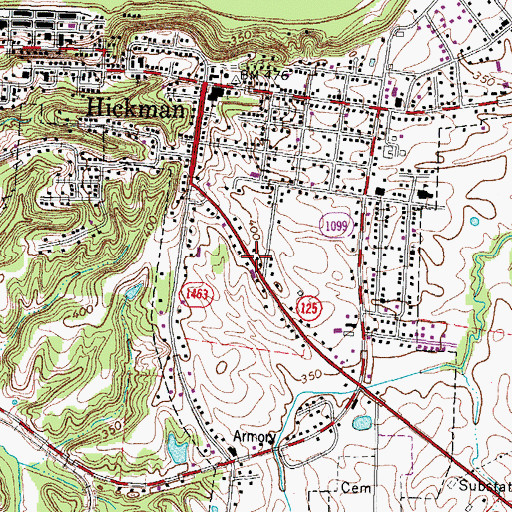 Topographic Map of City of Hickman, KY