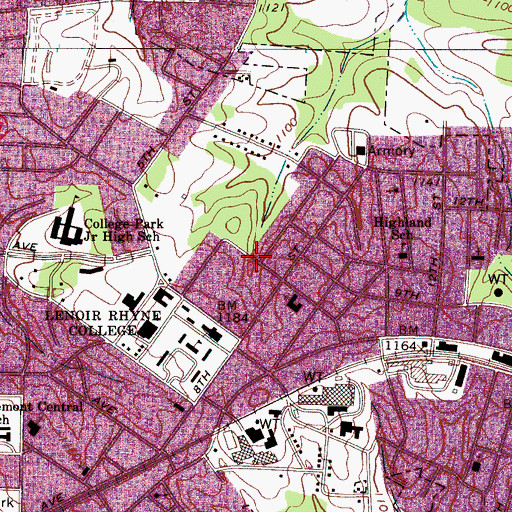 Topographic Map of City of Hickory, NC