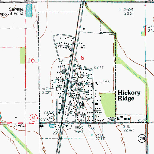 Topographic Map of City of Hickory Ridge, AR