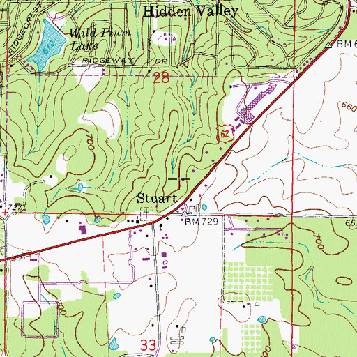 Topographic Map of City of Highland, AR