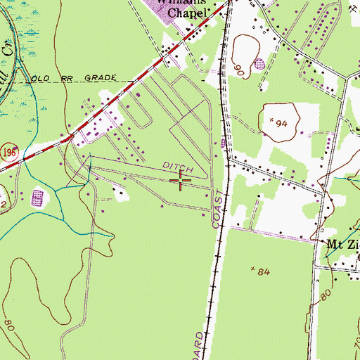 Topographic Map of City of Hinesville, GA