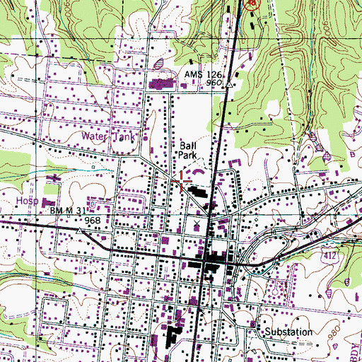 Topographic Map of City of Hohenwald, TN
