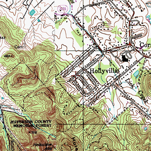 Topographic Map of City of Hollyvilla, KY