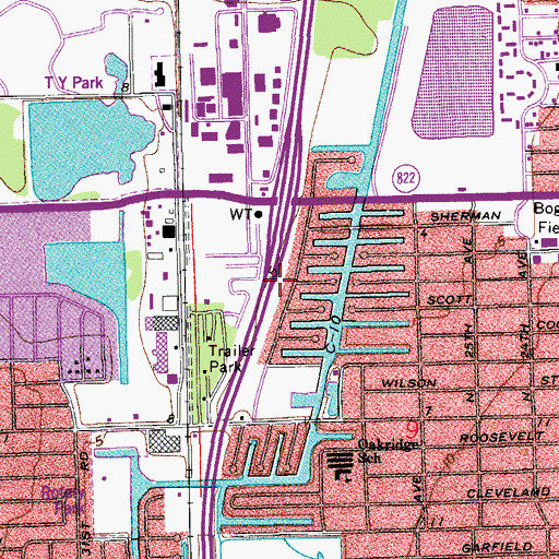 Topographic Map of City of Hollywood, FL