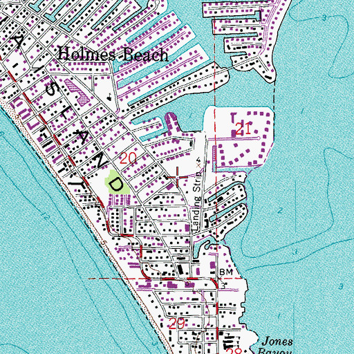 Topographic Map of City of Holmes Beach, FL