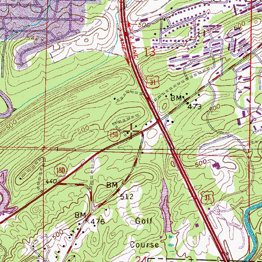 Topographic Map of City of Hoover, AL