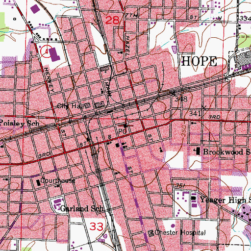 Topographic Map of City of Hope, AR