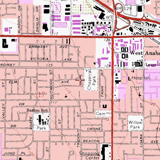 Topographic Map of Chaparra Park, CA