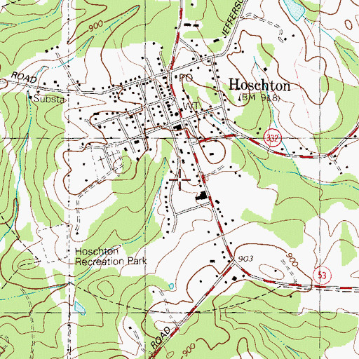 Topographic Map of City of Hoschton, GA