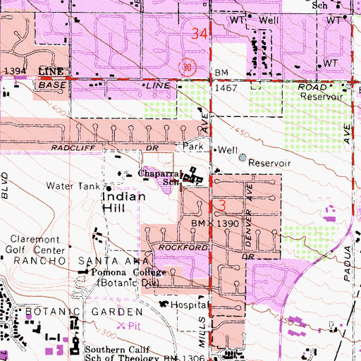 Topographic Map of Chaparral Elementary School, CA