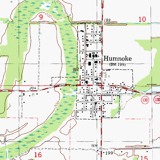 Topographic Map of City of Humnoke, AR