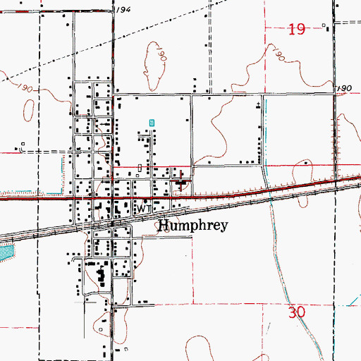 Topographic Map of City of Humphrey, AR