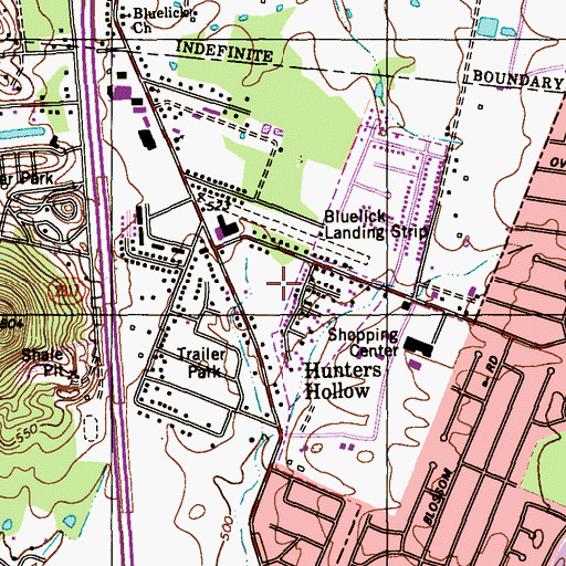 Topographic Map of City of Hunters Hollow, KY