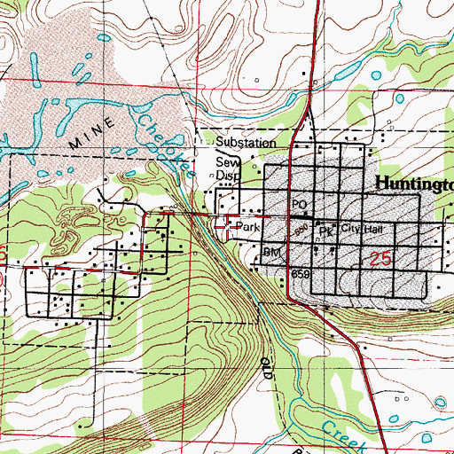Topographic Map of City of Huntington, AR