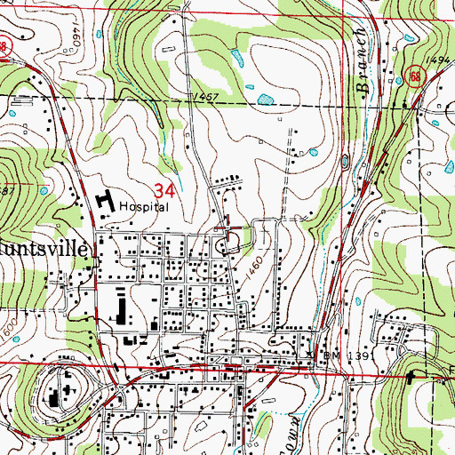 Topographic Map of City of Huntsville, AR