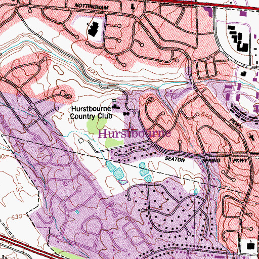 Topographic Map of City of Hurstbourne, KY