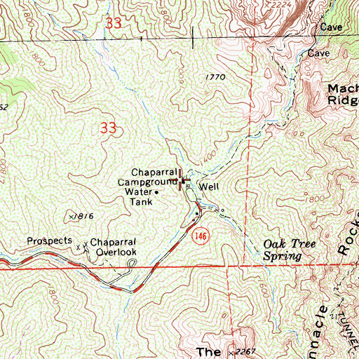 Topographic Map of Chaparral Campground, CA