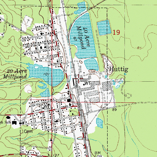 Topographic Map of City of Huttig, AR