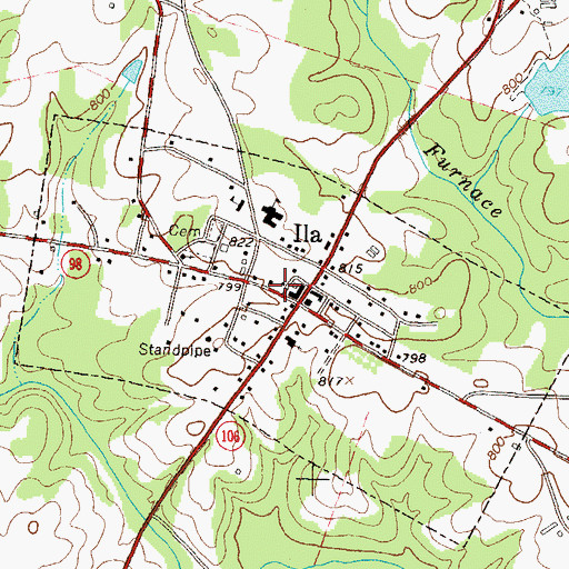 Topographic Map of City of Ila, GA