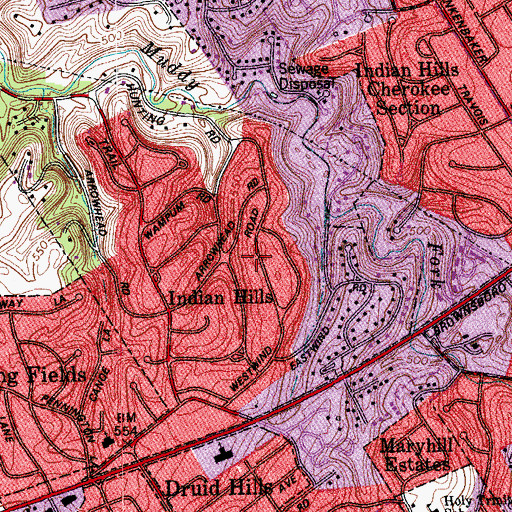Topographic Map of City of Indian Hills, KY