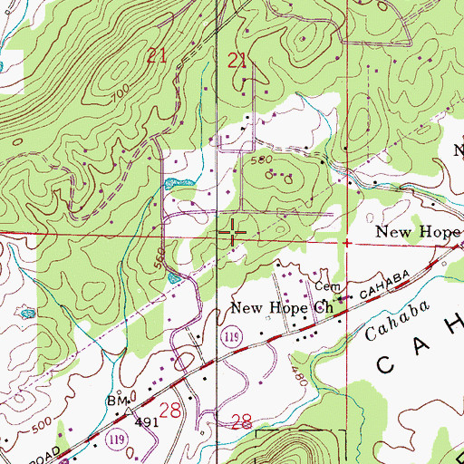Topographic Map of City of Indian Springs Village, AL