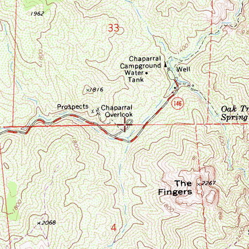 Topographic Map of Chaparral Overlook, CA