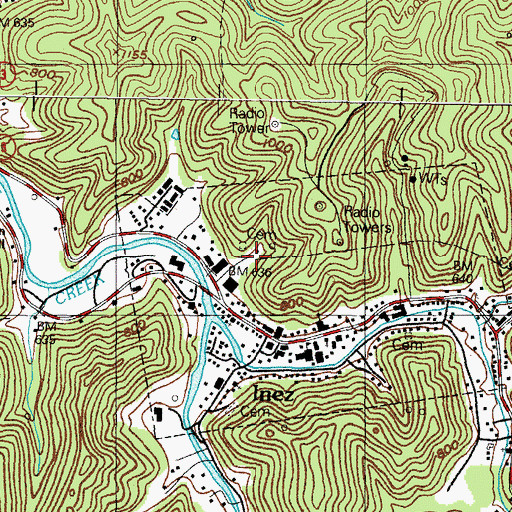 Topographic Map of City of Inez, KY