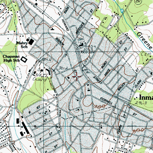 Topographic Map of City of Inman, SC
