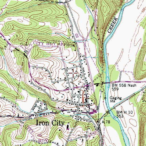 Topographic Map of City of Iron City (historical), TN