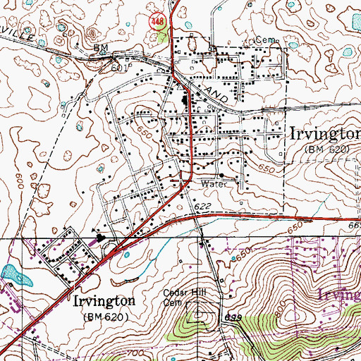 Topographic Map of City of Irvington, KY