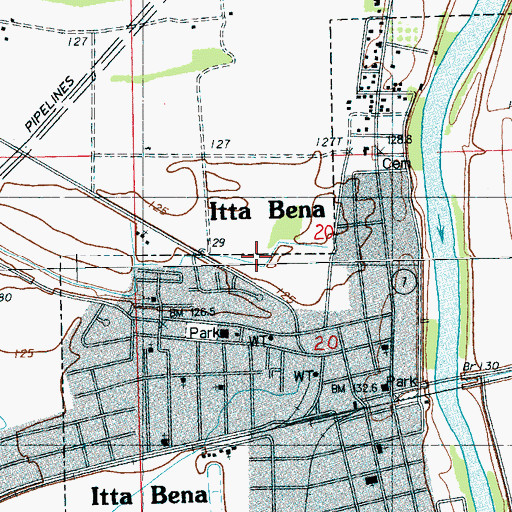 Topographic Map of City of Itta Bena, MS