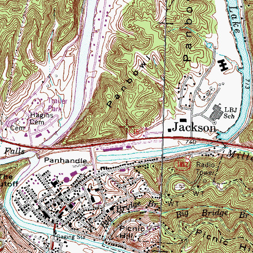 Topographic Map of City of Jackson, KY