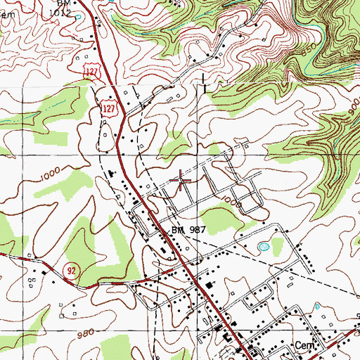 Topographic Map of City of Jamestown, KY