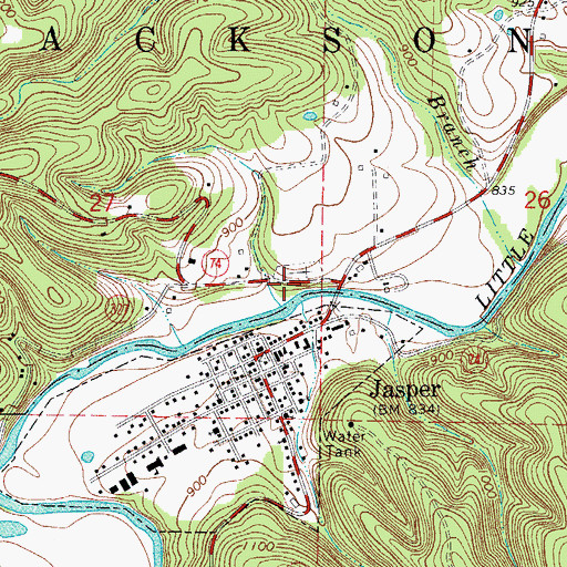 Topographic Map of City of Jasper, AR